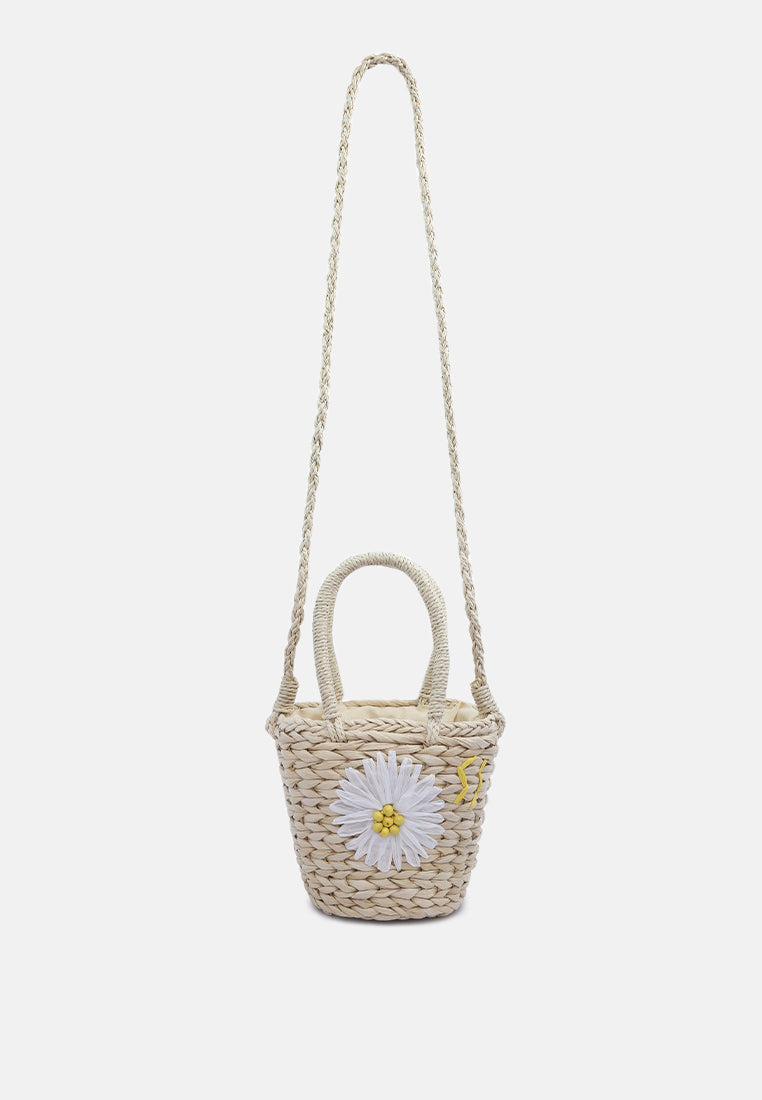 floral woven basket bucket bag#color_light-beige