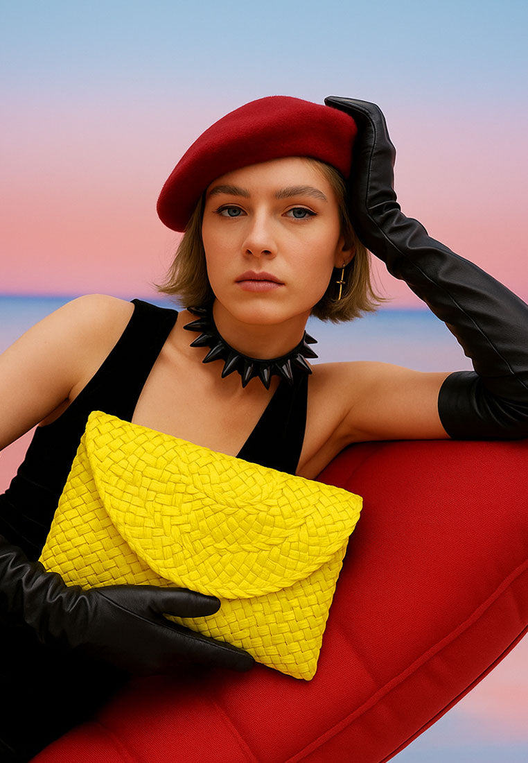 straw rope clutch bag#color_yellow