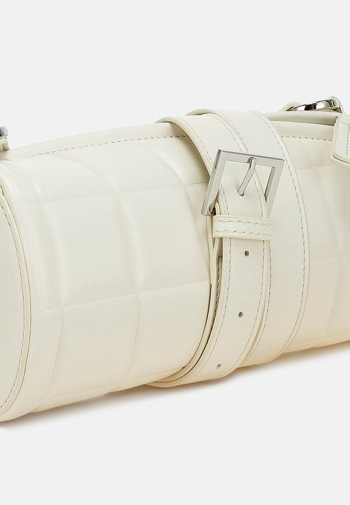 cylindrical pillow crossbody bag by ruw#color_cream