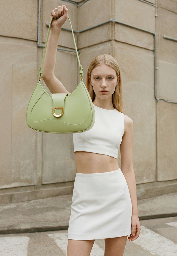 faux leather shoulder bag by ruw#color_green