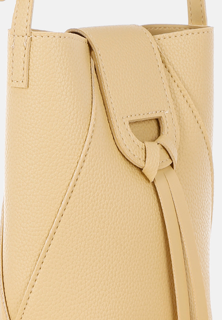 flap closure sling bag by rag#color_yellow