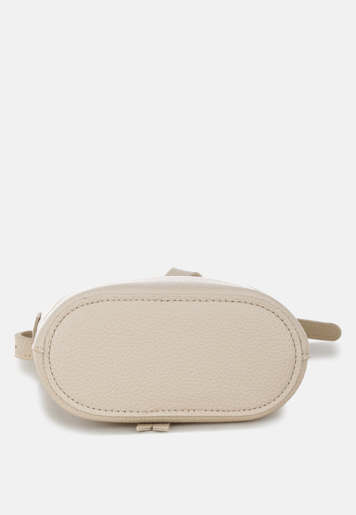 flap closure sling bag by rag#color_off-white