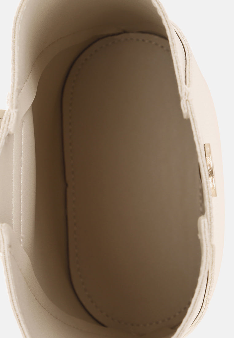 flap closure sling bag by rag#color_off-white