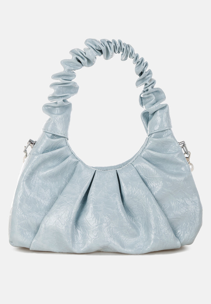 ruched handle crossbody bag by rag#color_blue