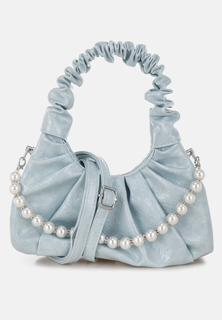 ruched handle crossbody bag by rag#color_blue