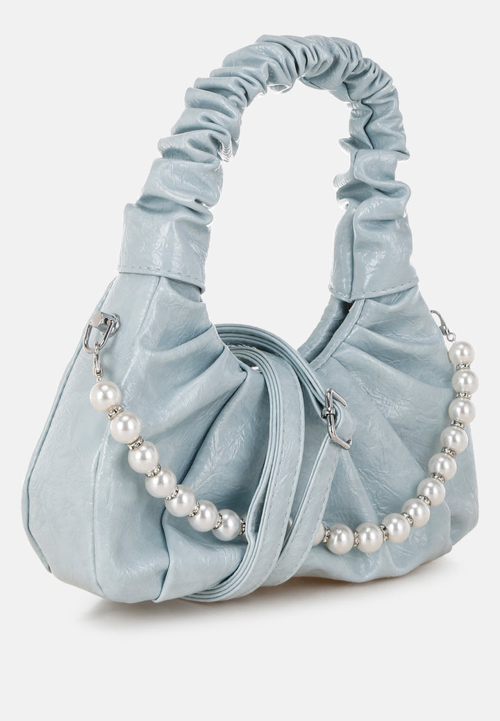 ruched handle crossbody bag by rag#color_blue