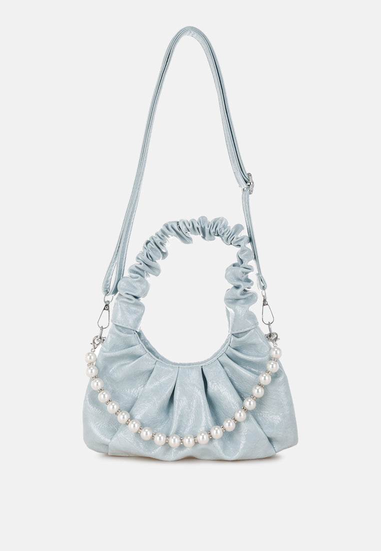 ruched handle crossbody bag by rag#color_blue