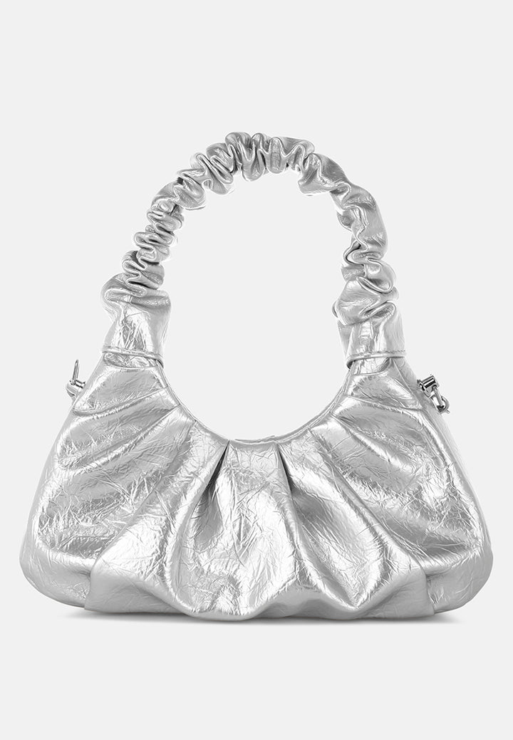 ruched handle crossbody bag by rag#color_silver