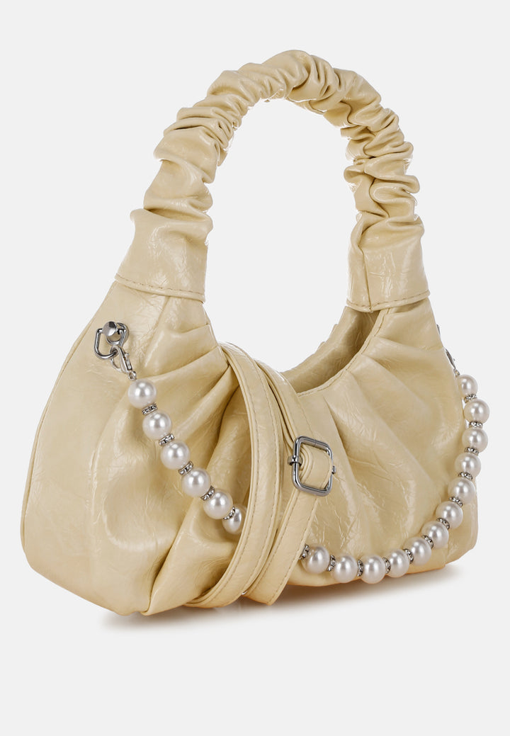 ruched handle crossbody bag by rag#color_yellow