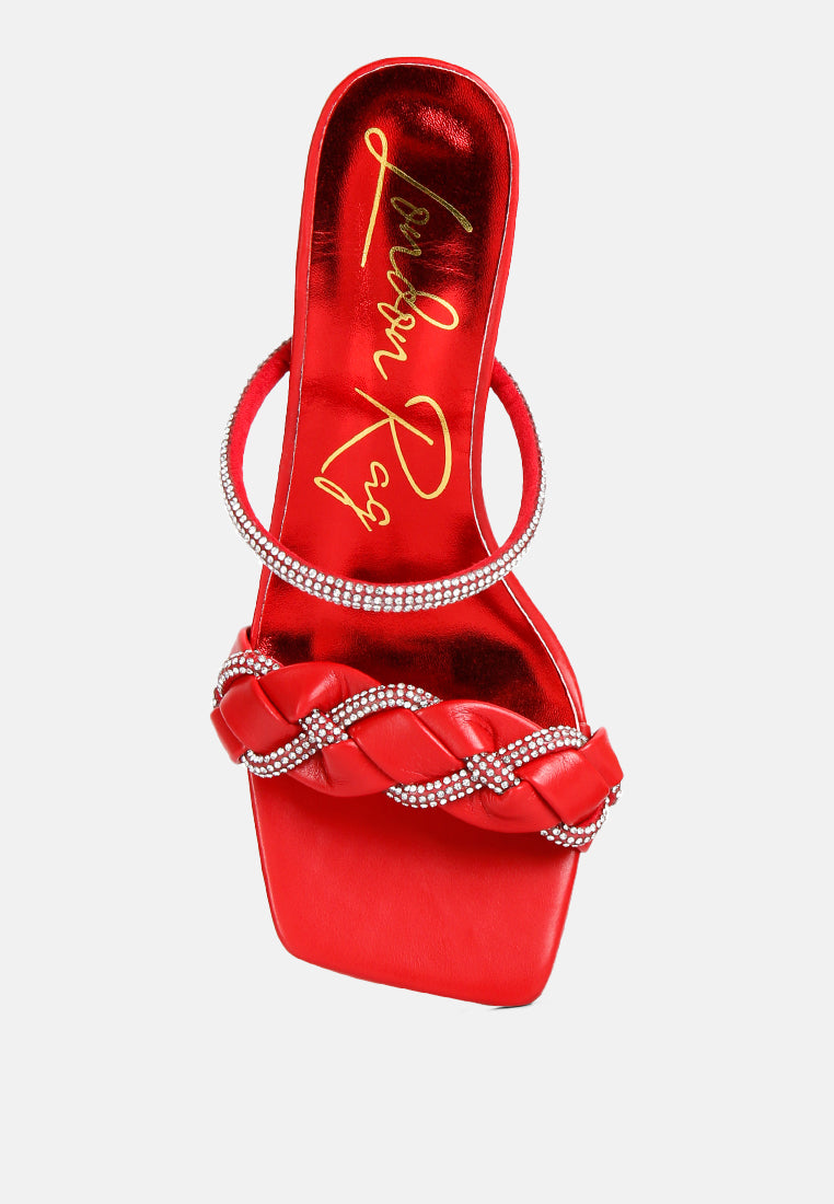big plan diamante detail mid heel sandals#color_red