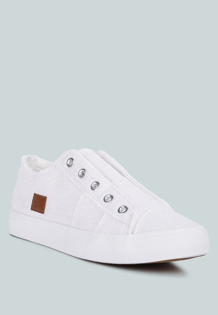 Raw Trim Solid Canvas Sneakers#color_white