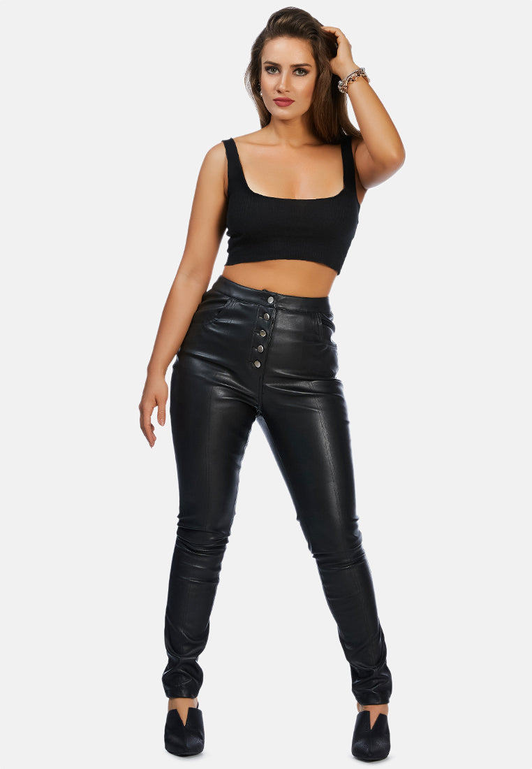babe boss faux leather pants#color_black