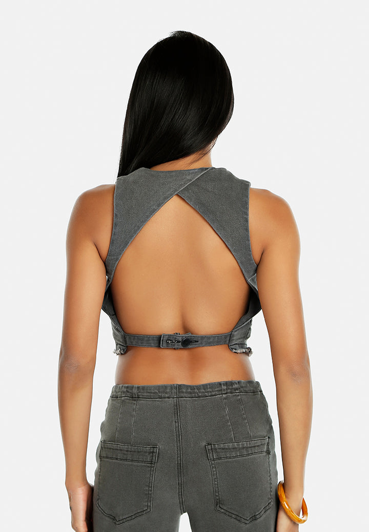 backless denim waistcoat by ruw#color_black