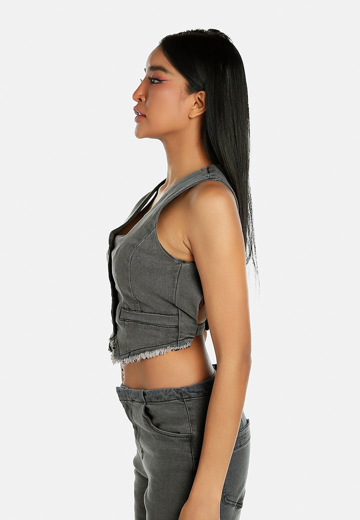 backless denim waistcoat by ruw#color_black