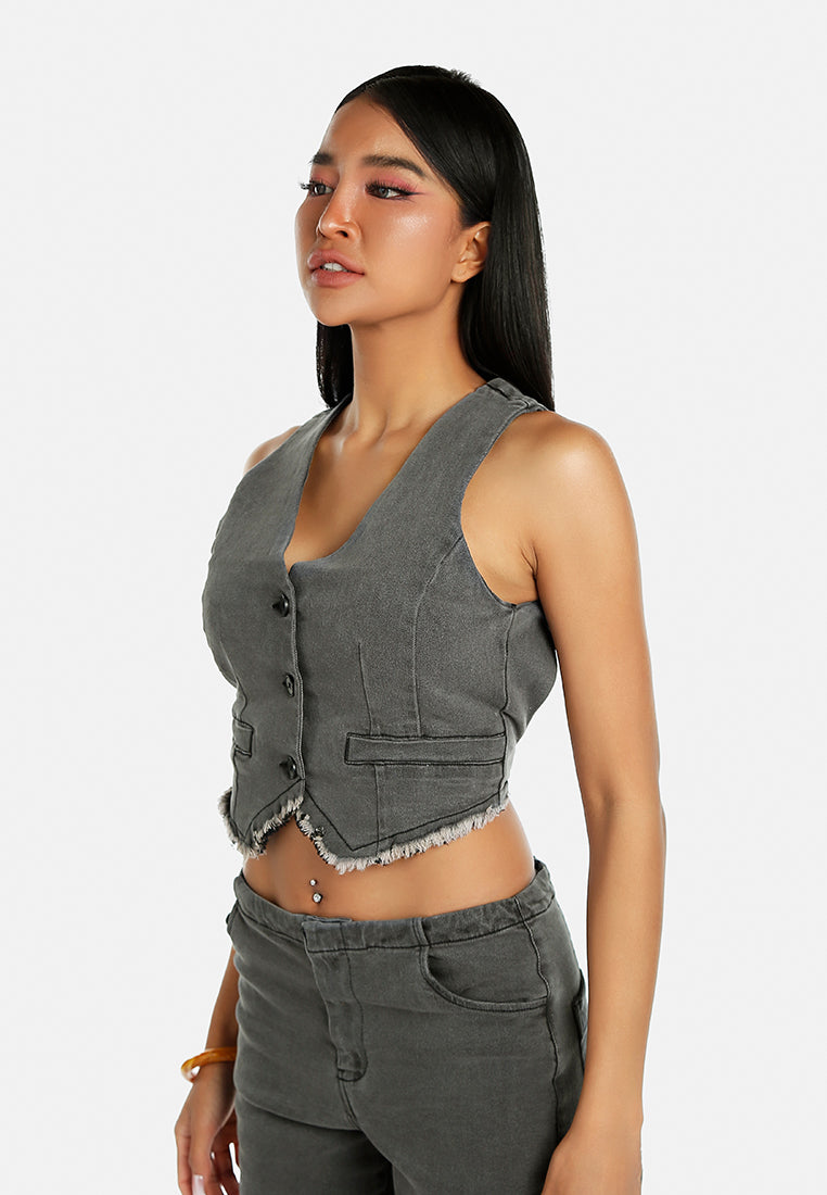 backless denim waistcoat by ruw#color_black