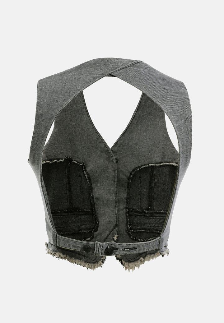backless denim waistcoat by ruw#color_black