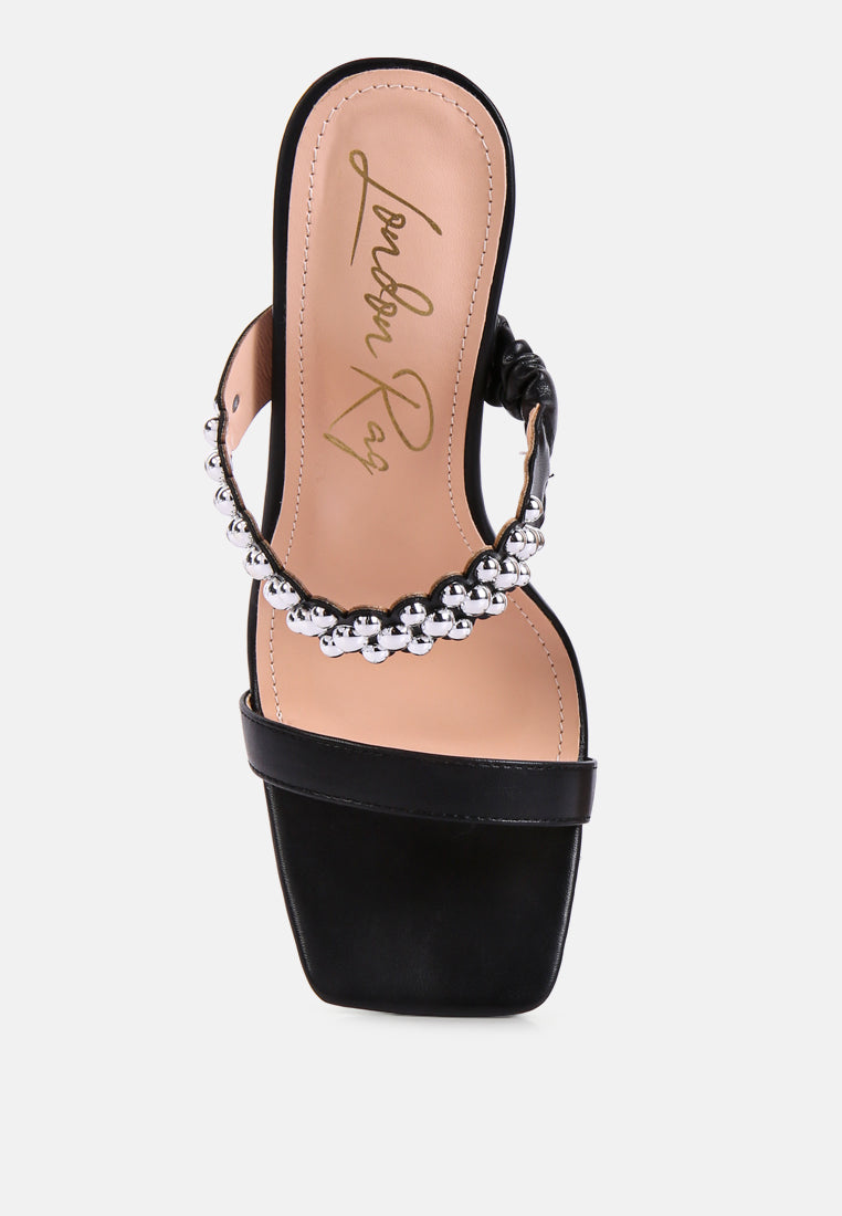 bandy high heel metal ball sandals#color_black