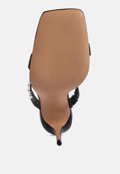 bandy high heel metal ball sandals#color_black