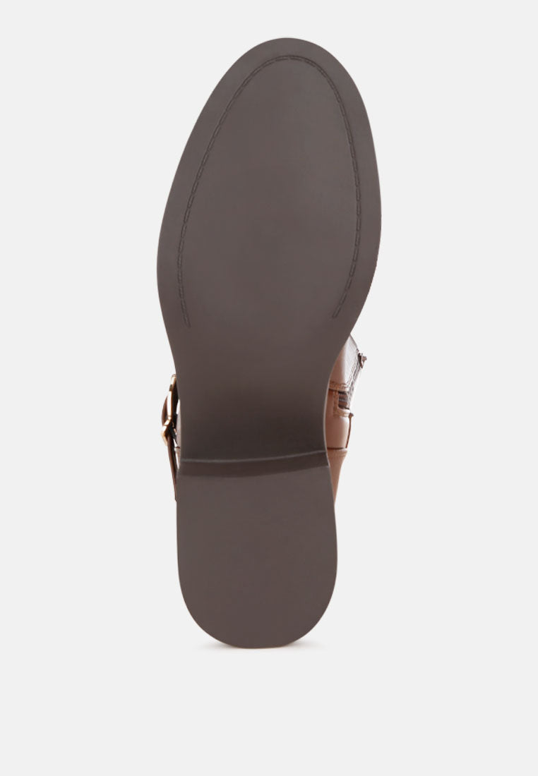 basheba buckle strap knee-high boots#color_brown-smooth
