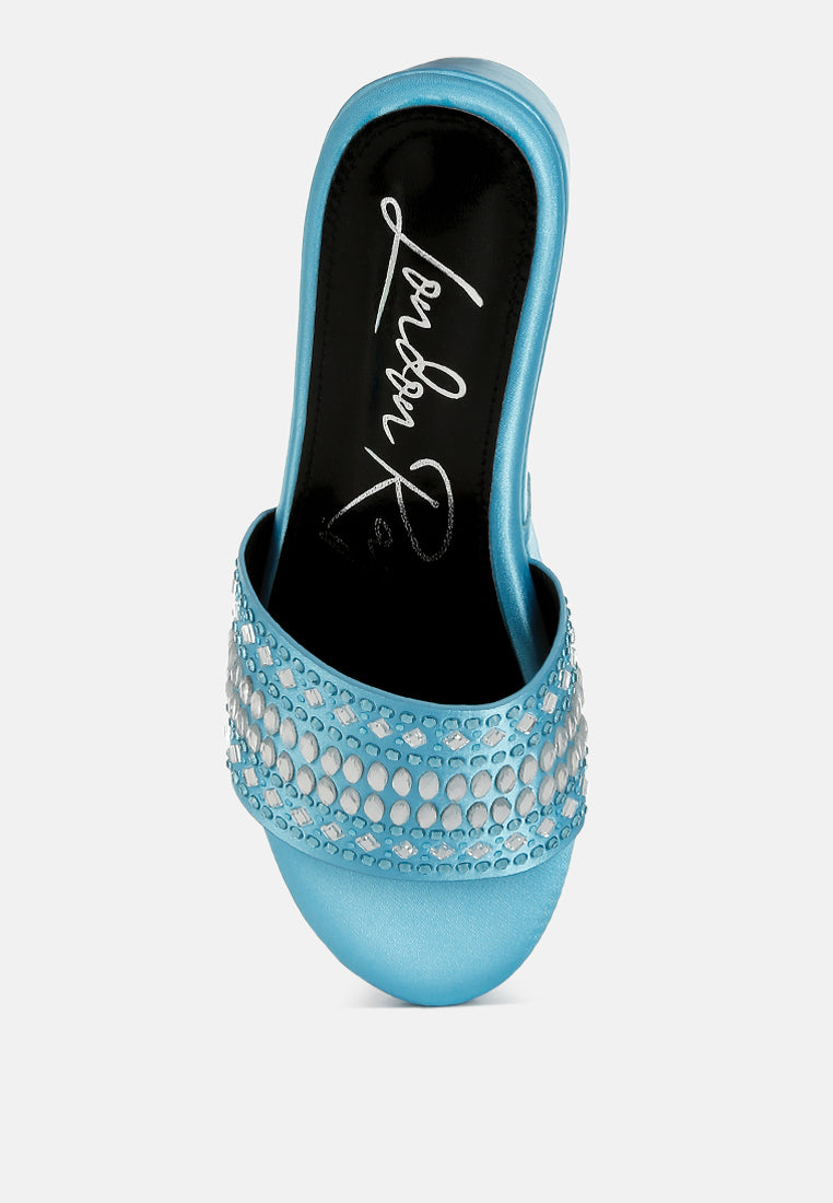 batanga diamante & rhinestone detail stylish flatforms#color_blue