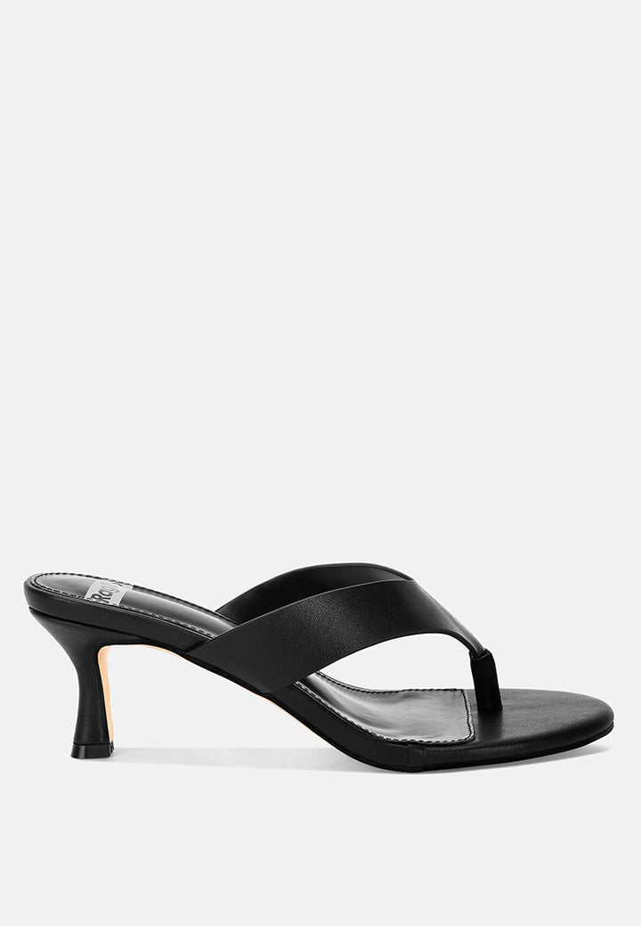 beaboux thong strap kitten heel sandals#color_black Leather