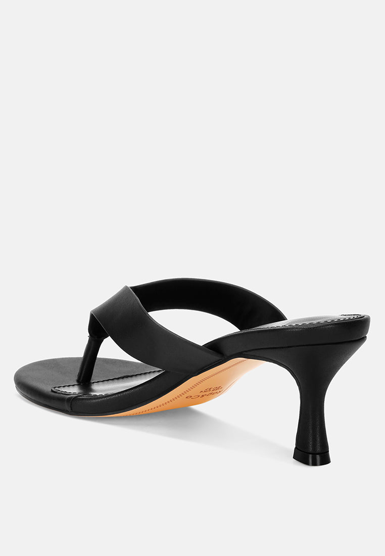 beaboux thong strap kitten heel sandals#color_black Leather