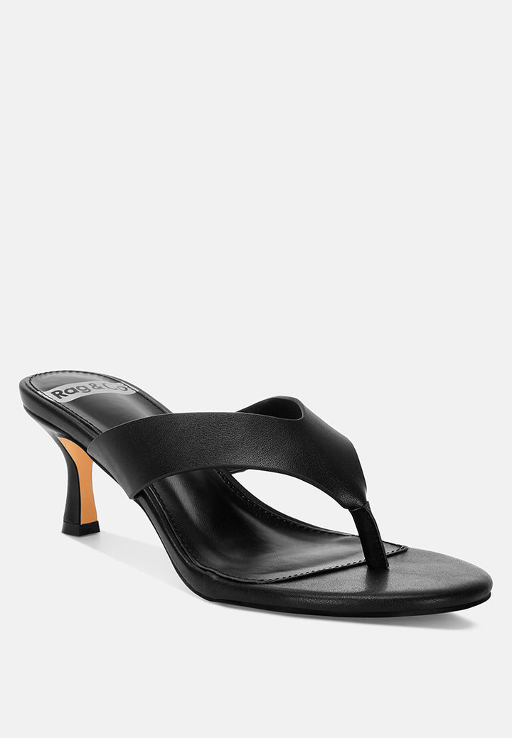 beaboux thong strap kitten heel sandals#color_black Leather