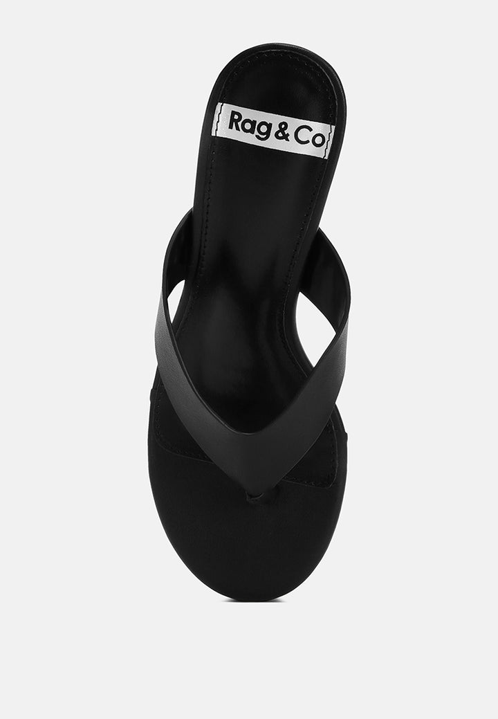 beaboux thong strap kitten heel sandals#color_black Leather