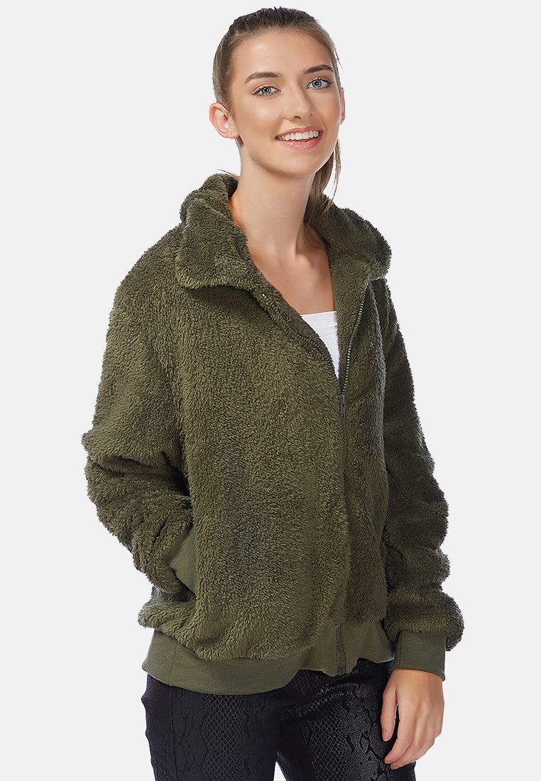 cozy furry winter jacket#color_green