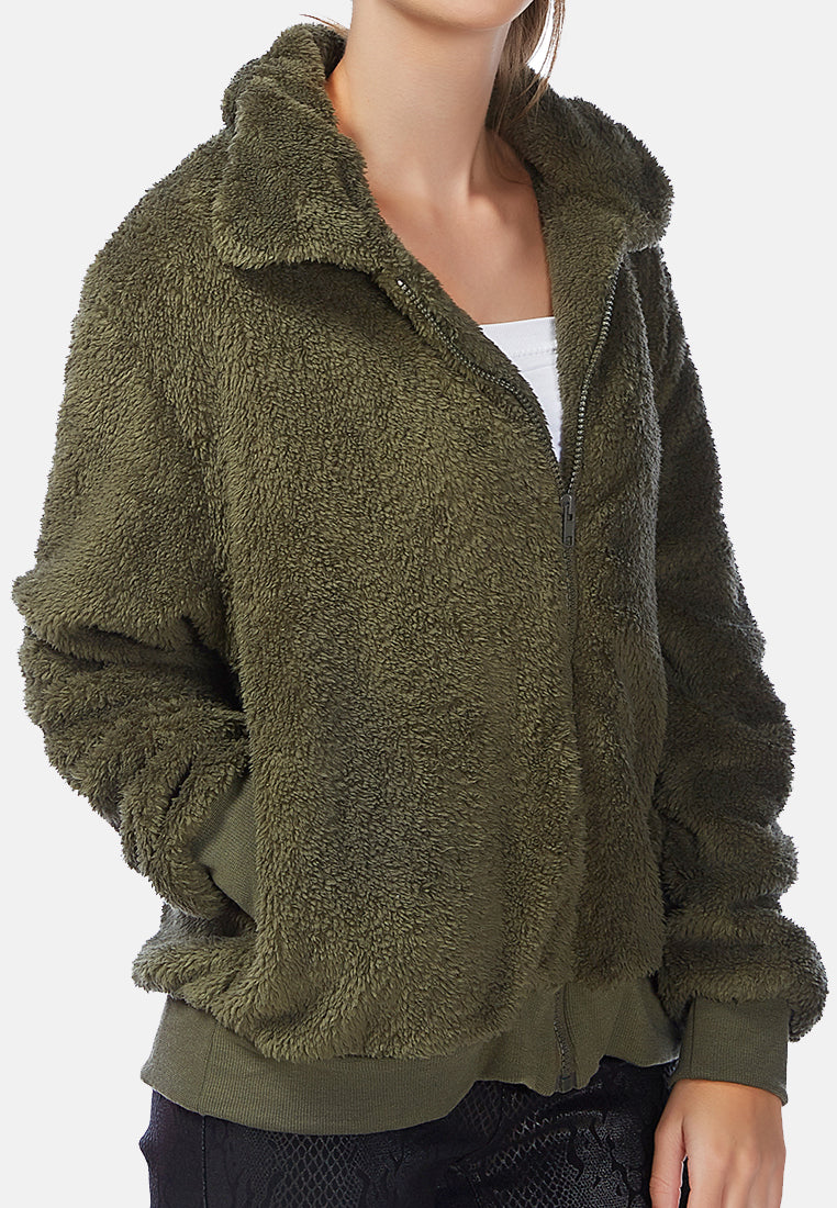 cozy furry winter jacket#color_green