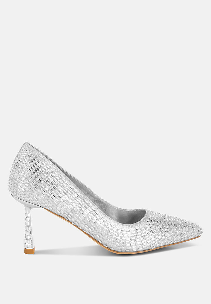 benjamins rhinestones embellished pumps#color_silver