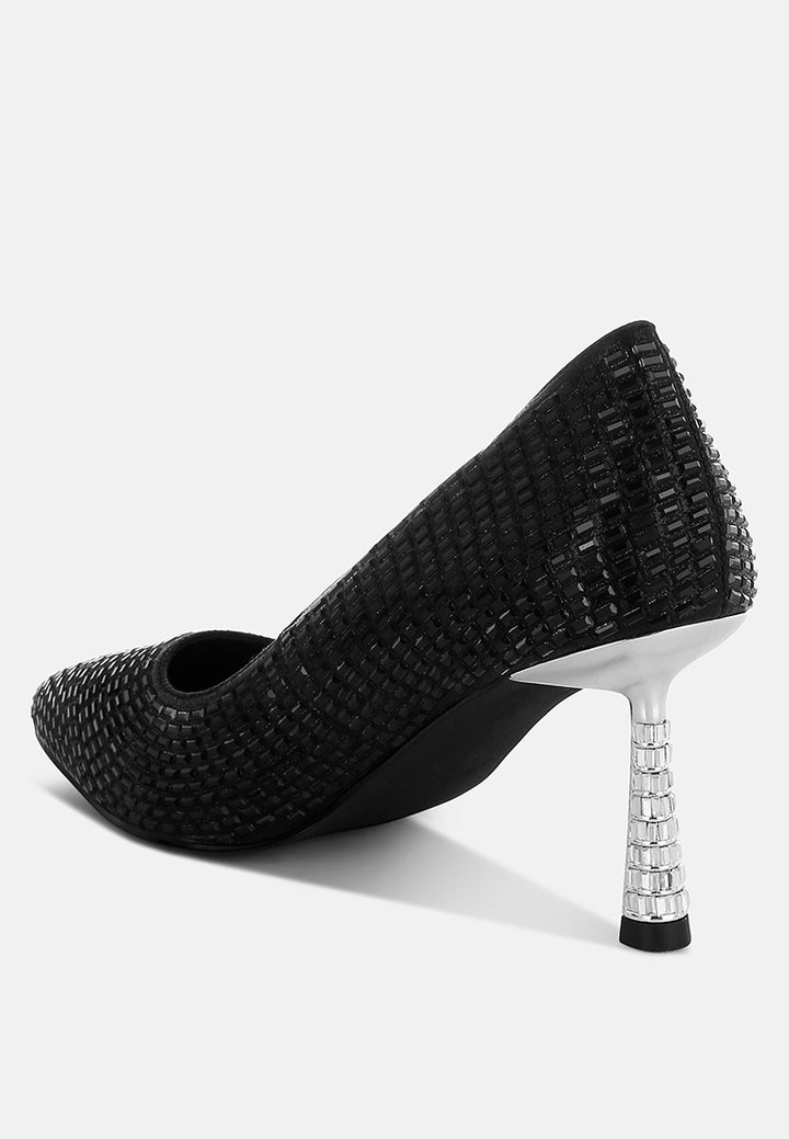 benjamins rhinestones embellished pumps#color_black