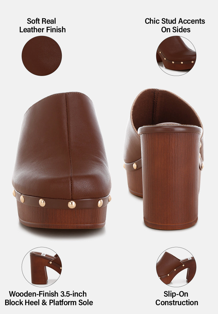 Zuecos de cuero reciclado benji#color_brown