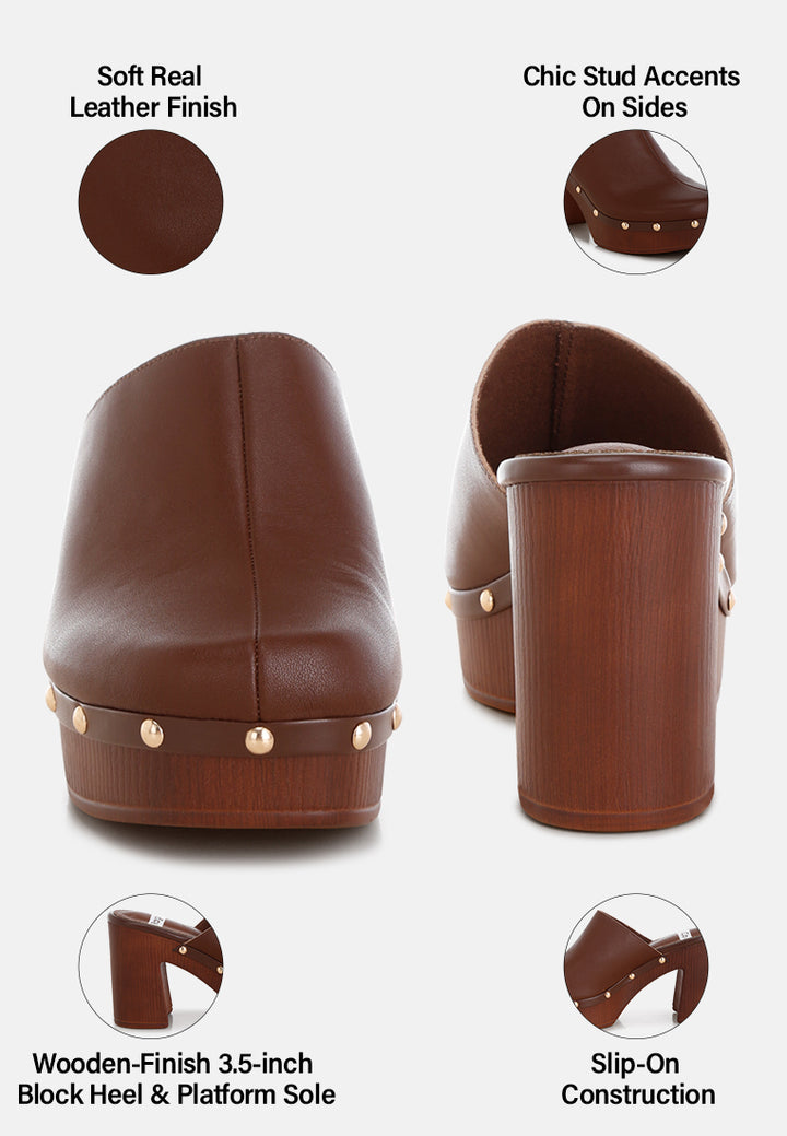 Zuecos de cuero reciclado benji#color_brown