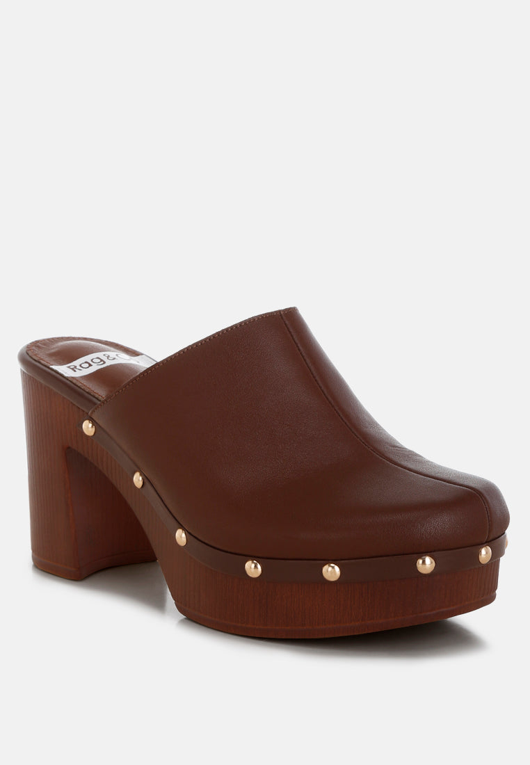 Zuecos de cuero reciclado benji#color_brown