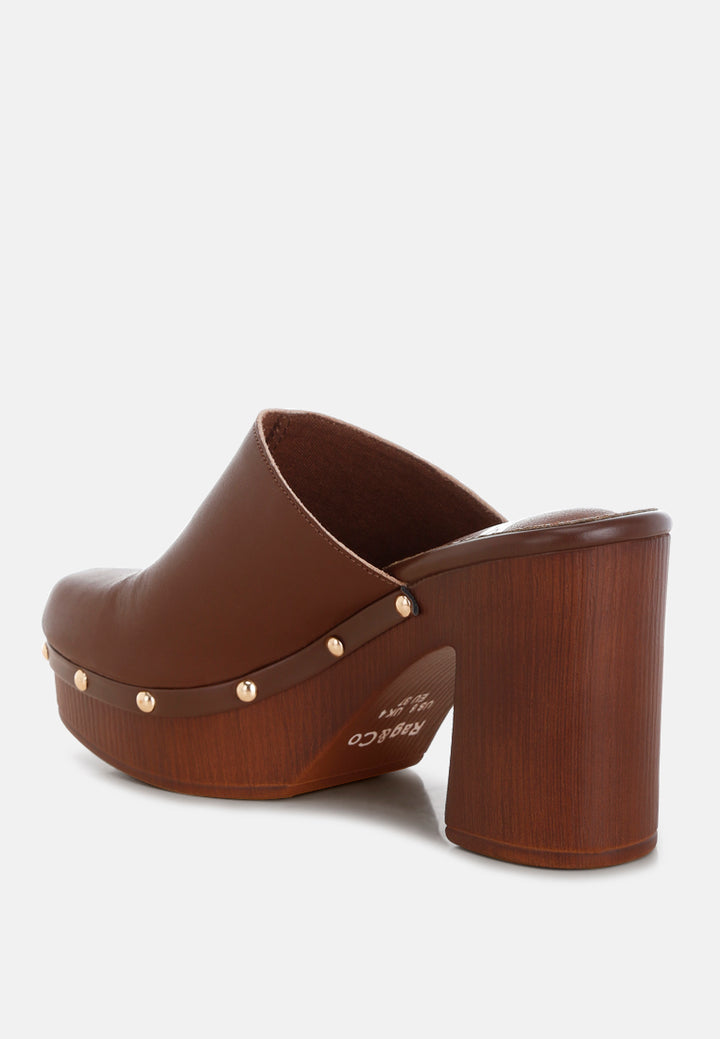 Zuecos de cuero reciclado benji#color_brown