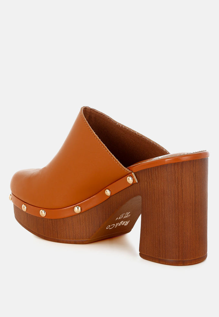 Zuecos de cuero reciclado benji#color_tan