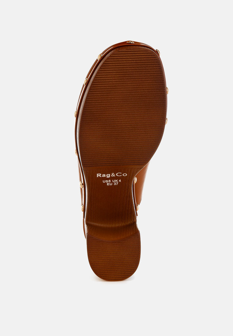 Zuecos de cuero reciclado benji#color_tan