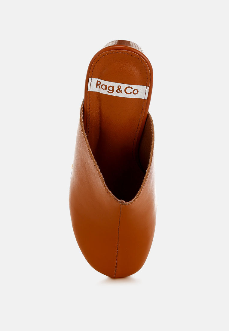 Zuecos de cuero reciclado benji#color_tan