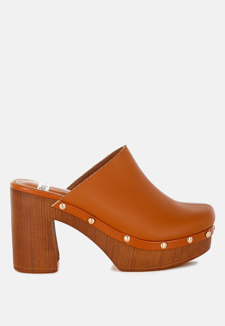 Zuecos de cuero reciclado benji#color_tan