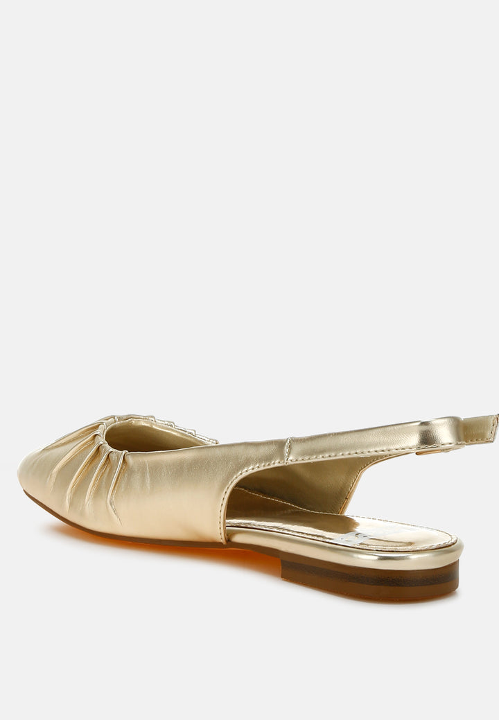 berni metallic square toe flat slingbacks#color_gold