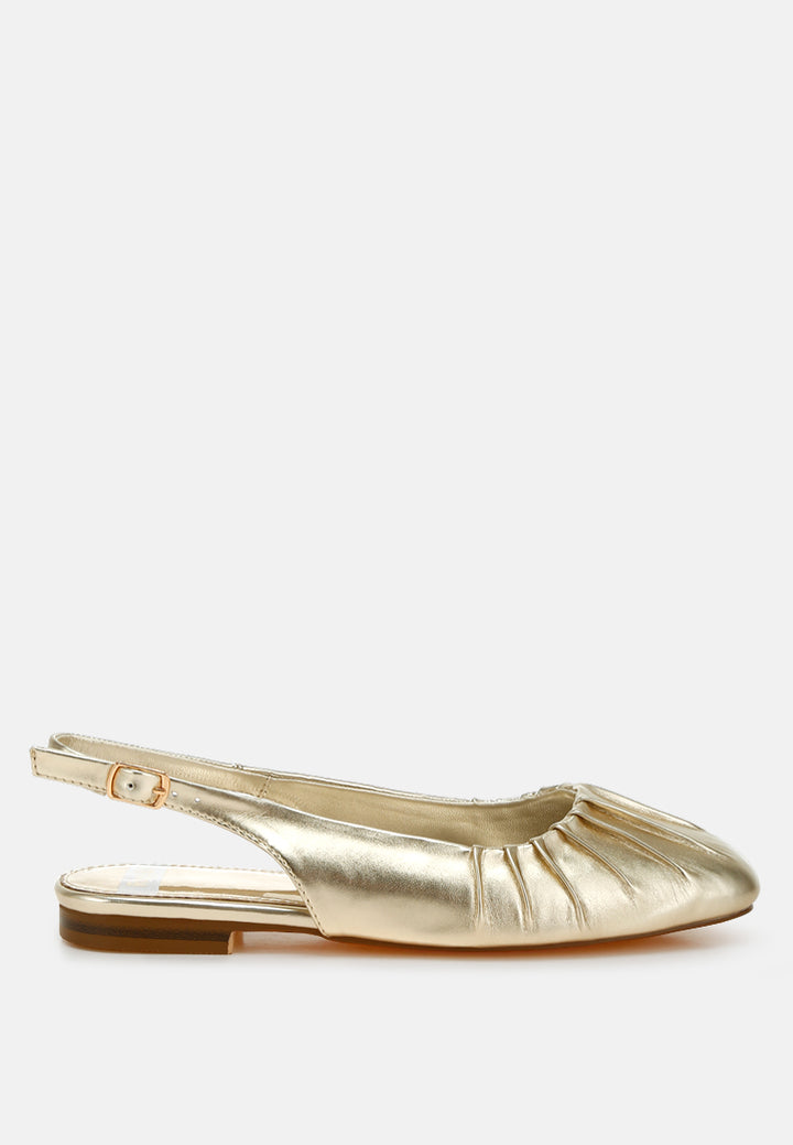 berni metallic square toe flat slingbacks#color_gold