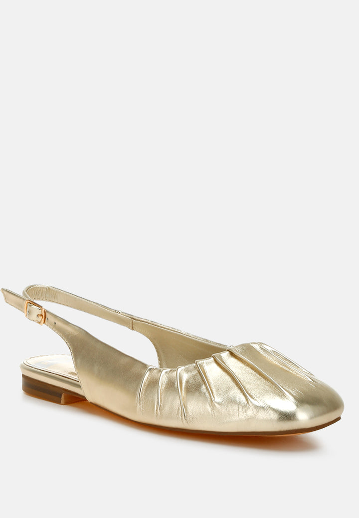 berni metallic square toe flat slingbacks#color_gold