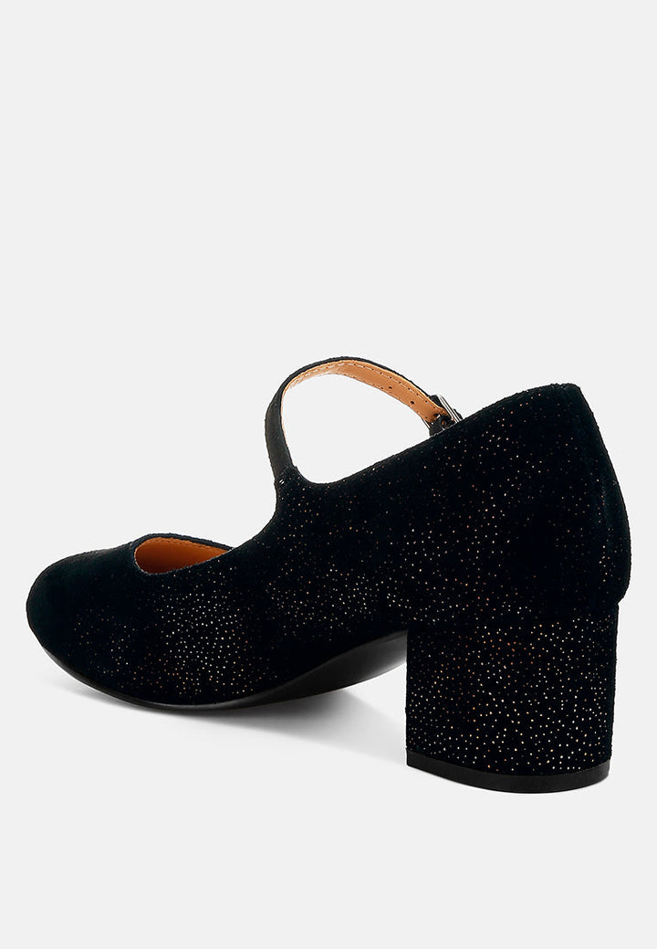 Sandalias Mary Jane de ante brillante Bettola#color_negro