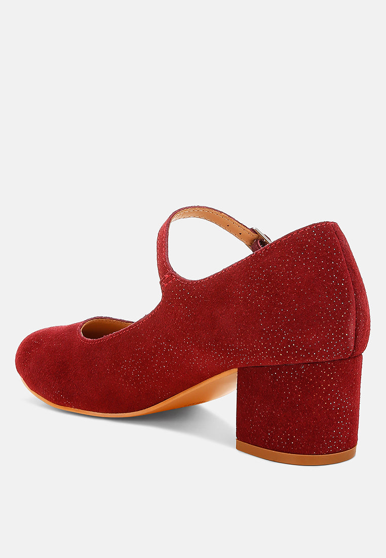 Sandalias Mary Jane de ante brillante Bettola#color_rojo