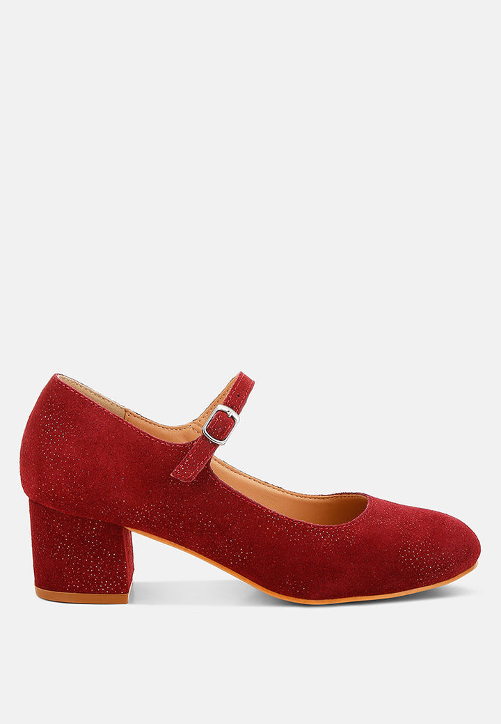 Sandalias Mary Jane de ante brillante Bettola#color_rojo
