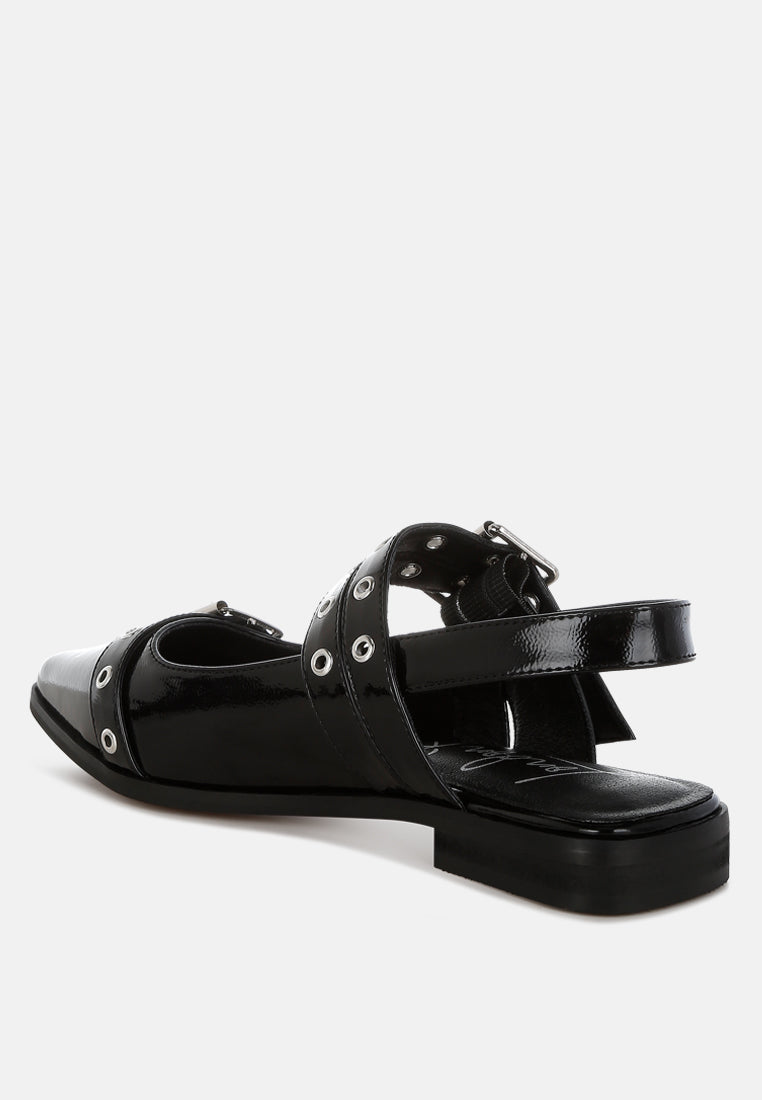 eyelets buckle detail flats by mode#color_black
