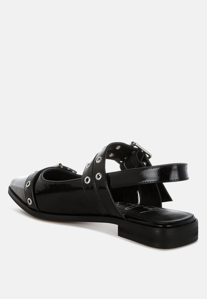 eyelets buckle detail flats by mode#color_black