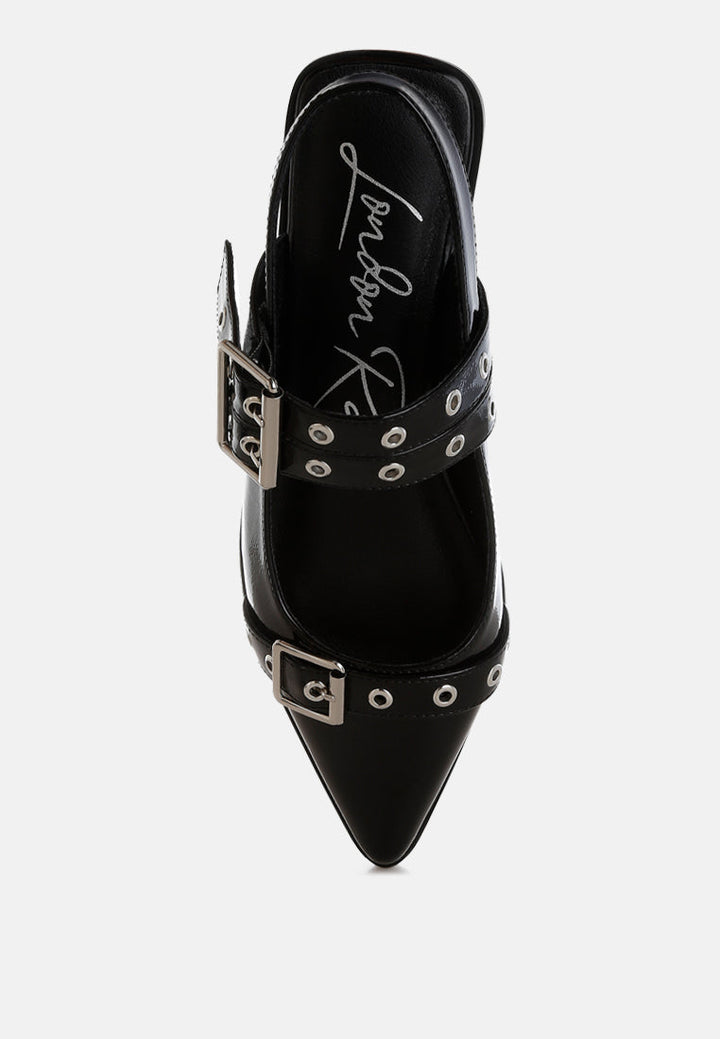 eyelets buckle detail flats by mode#color_black