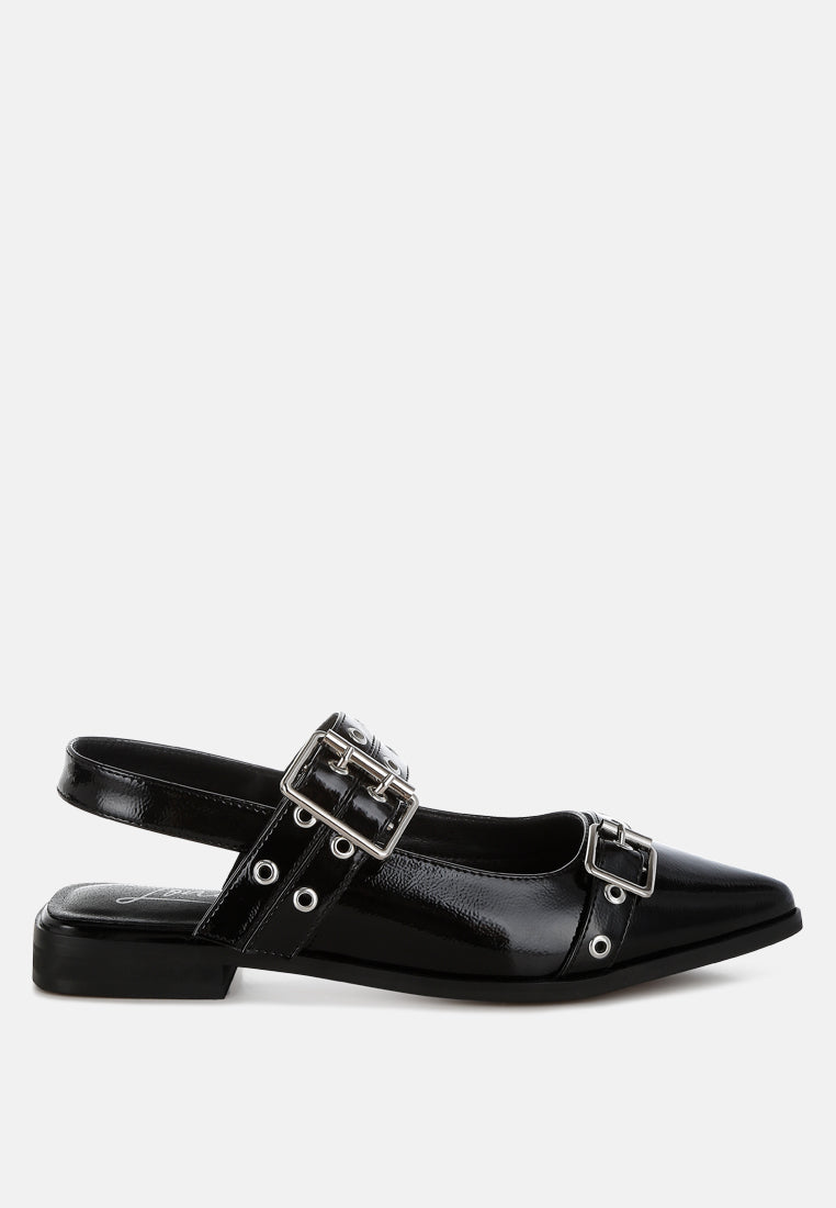 eyelets buckle detail flats by mode#color_black